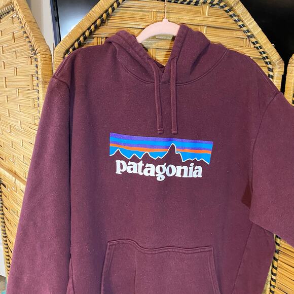 Patagonia Uprisal Logo Hoodie Men’s XL Maroon Recycled Fleece Fair Trade - Picture 2 of 8